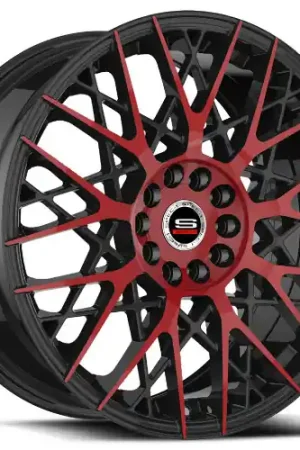 Free Returns Spec-1 SP-53 5x112/5x114.3 20x8.5 +38 Gloss Black & Red Machined