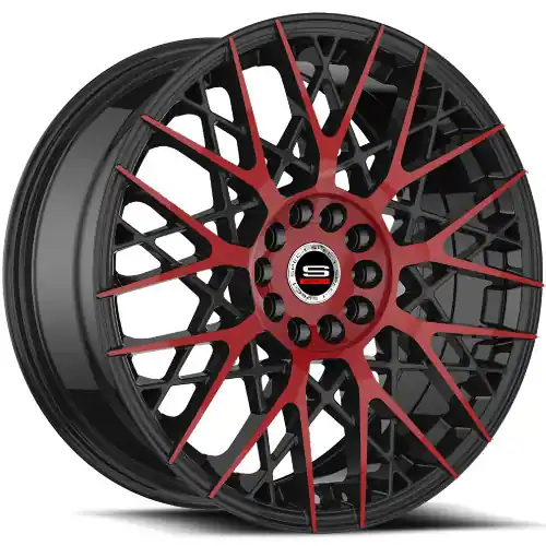 Free Returns Spec-1 SP-53 5x112/5x114.3 20x8.5 +38 Gloss Black & Red Machined