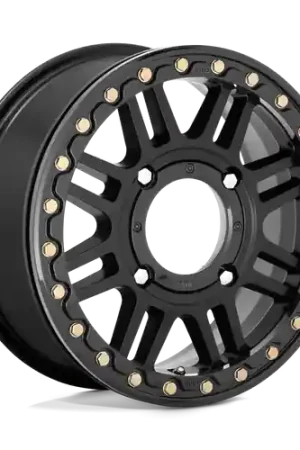 Buy Direct KMC Powersports KS250 CAGE BEADLOCK 4X156 15X6 +38 SATIN BLACK WITH GLOSS BLACK RING