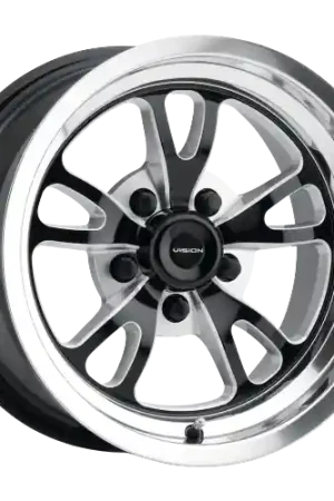 Vision American-Muscle 149 Patriot 5x127 15x10-25  Gloss Black Milled Spoke Polished Lip Low Price