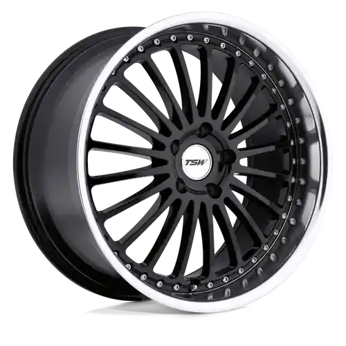 TSW SILVERSTONE 5X114.3 19X9.5 +40 GLOSS BLACK W/ MIRROR CUT LIP Fast Shipping