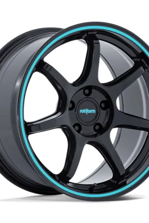 Rotiform Rc208 Bpu Wheel 19x8.5 5x112 Gloss Black w/ Teal Stripe 25mm RC208BL19855725 - FREE T-SHIRT INCLUDED! Flash Sale