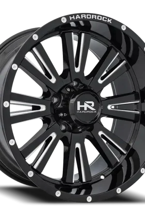 Hardrock Offroad Spine Xposed Wheel 22x12 5x127 Gloss Black Milled -44mm Top Pick