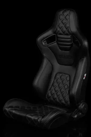 Save Now Braum Elite-X Series Sport Seats - Black Diamond (Double Grey Stitching / Black Piping) Pair - Universal