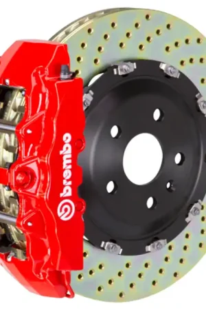 Brembo 10-15 Camaro SS Front GT BBK 6 Piston Cast 380x34 2pc Rotor Drilled-Red Exclusive
