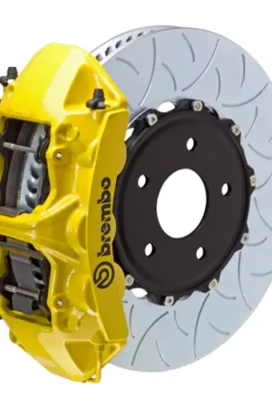 Worldwide Shipping Brembo 19-22 Veloster N Front GT BBK 6 Piston Cast 350x34 2pc Rotor Slotted Type-3- Yellow