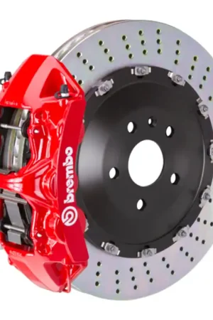 Must Have Brembo 04-10 5-Series (Excl. xDrive/M5) Front GT BBK 6 Piston Cast 405x34 2pc Rotor Drilled-Red