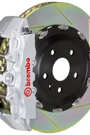 Warranty Included Brembo 08-09 CLK63 AMG Black Series Fr GT BBK 6 Piston Cast 380x34 2pc Rotor Slotted Type1-Silver