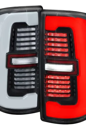 Sale Spec-D LED Tail Light with Black Housing, Clear Lens, and White Light Bar SPE LT-RAM1925JMLD-SQ-RS
