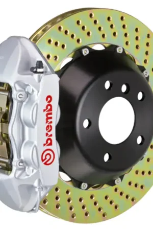 Big Sale Brembo SS Rear GT BBK 4 Piston Cast 380x28 2pc Rotor Drilled-Silver