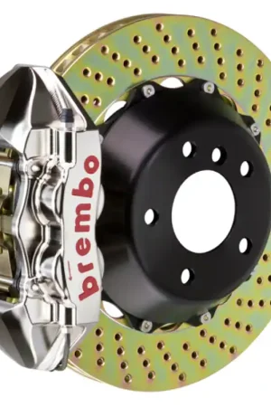 While Supplies Last Brembo 12-15 335i/335i xDrive MSport Brakes Rr GTR BBK 4Pis Billet 345x28 2pc Rtr Drill-Nickel