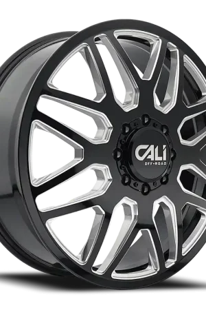 Original Dually Wheels Invader Dually 9115D GB-M 24x8.25 Milled Spokes Gloss Black 8 On 200 Bolt Pattern 115 Offset Cali Offroad Wheels