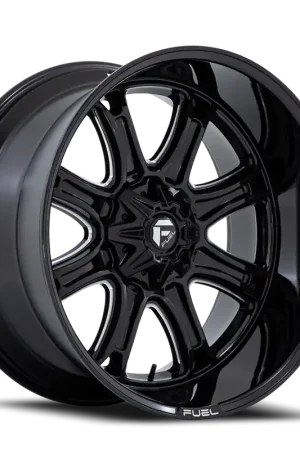 Aluminum Wheels 22X10 Darkstar FC853BE 8 On 170 Gloss Black Milled 125.1 Bore 10 Offset Fuel Off Road Wheels Next Day Delivery