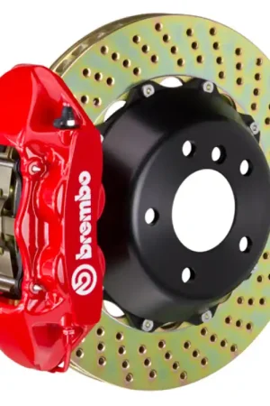 Shop Now Brembo 12-21 Grand Cherokee SRT8 Rr GT BBK 4Pist Cast 380x28 2pc Rotor Drilled-Red