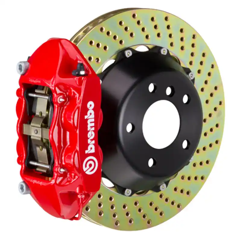 Shop Now Brembo 12-21 Grand Cherokee SRT8 Rr GT BBK 4Pist Cast 380x28 2pc Rotor Drilled-Red