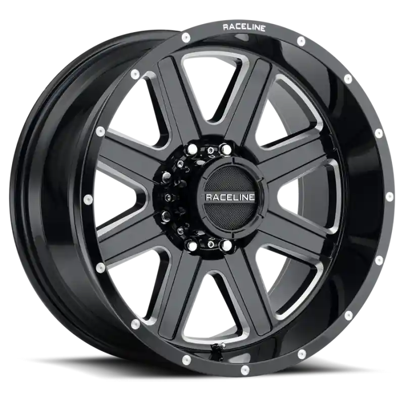 Today Only Raceline 940M Hostage 20x9in / 8x170 BP / 0mm Offset / 125.2mm Bore - Black & Milled Wheel