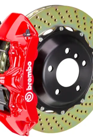Fast Shipping Brembo 14-15 IS250/IS250 F-Sport Exc AWD Fr GT BBK 6Pis Cast 380x32 2pc Rotor Drilled-Red