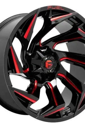 Fuel Offroad Wheels Reaction D755 Gloss Black Milled with Red Tint 18x9 -12mm Offset 6x135,6x139.7 (6x5.5) Premium
