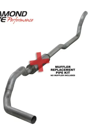 While Supplies Last Diamond Eye KIT 4in TB MFLR RPLCMENT PIPE SGL AL: 2-WHEEL DRIVE ONLY 89-93 DODGE CUMMINS 5.9L