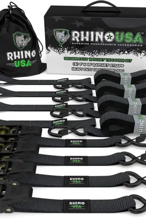 Rhino USA Medium Duty Ratchet Strap Tie-Down 4-Pack (Black) Buy Today