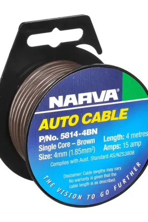 Best Seller Narva Single Core Cable, 4mm 15A 4M Brown - 5814-4BN
