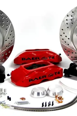Get Yours Baer Brakes 4141048R-1X Baer Brakes 13" Track4 Front Brake Kit, Red, Slot, Std. Studs