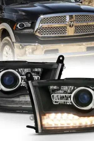 Trending ANZO 2009-2018 Dodge Ram 1500 Projector Headlights Plank Style Halo w/Switchback Matte Black