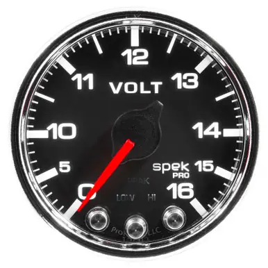 Special Offer Autometer Spek-Pro Gauge Voltmeter 2 1/16in 16V Stepper Motor W/Peak & Warn Blk/Chrm - P34431