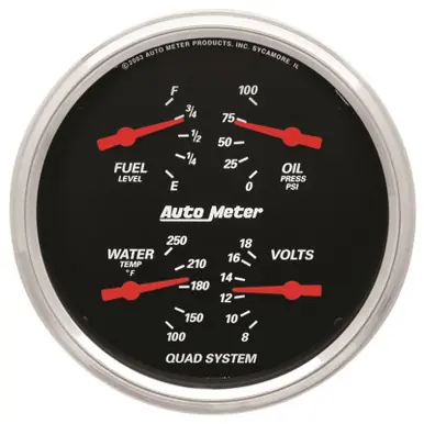 AutoMeter Gauge Quad 5in. 0 Ohm(e) to 90 Ohm(f)Elec Designer Black - 1419 Bargain