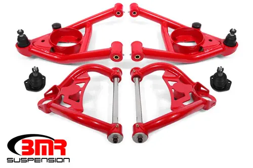 BMR 1964-1972 Grand Sport | Skylark | El Camino | Chevelle | Malibu | Monte Carlo | Cutlass | 442 | Lemans | GTO (A-Body) Upper And Lower A-Arm Kit - Red - AA033R Secure Checkout