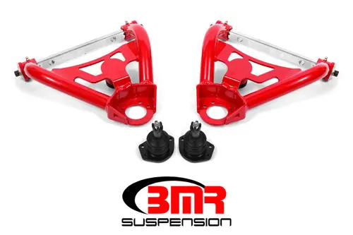 BMR 1964-1972 Grand Sport | Skylark | El Camino | Chevelle | Malibu | Monte Carlo | Cutlass | 442 | Lemans | GTO (A-Body) Upper Non-Adj. A-Arms w/ Stock Spindles (Polyurethane) - Red - AA017R Free Shipping