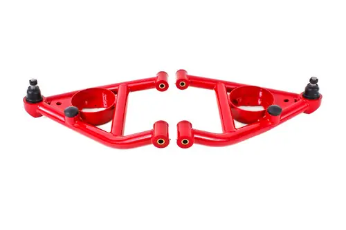 Limited Time BMR 1967-1969 Camaro | Firebird (1st Gen F-Body) A-Arms Lower, DOM Non-Adjustable Polyurethane Bushings Front Bump Stops Red - AA006R