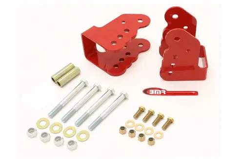 BMR 1978-1987 Grand National | Regal | Monte Carlo | El Camino | Malibu | Cutlass | Grand Prix (G-Body) Bolt-On Control Arm Relocation Brackets - Red - CAB003R High Quality