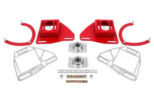 Order Now BMR Suspension 1982-1992 GM F-Body (Camaro, Firebird) 3rd Gen Chevy Camaro Caster/Camber Plates w/ Lockout Plates - Red - WAK331R