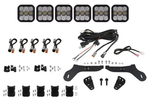 Diode Dynamics 17-20 Ford Raptor SS5 Grille CrossLink Lightbar Kit Sport - White Combo Handmade