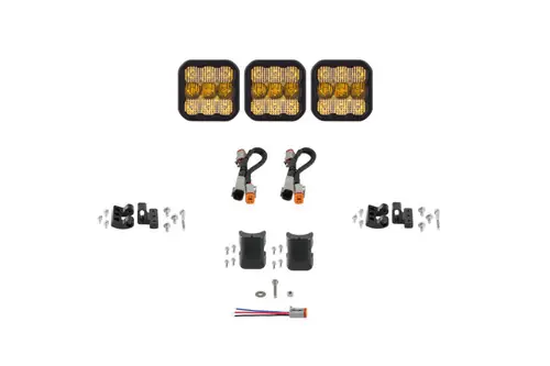 Buy Today Diode Dynamics SS5 Pro Universal CrossLink 3-Pod Lightbar - Yellow Combo