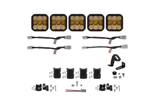 Diode Dynamics SS5 Pro Universal CrossLink 5-Pod Lightbar - Yellow Combo Premium