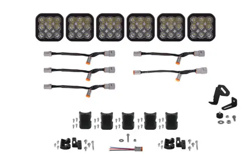 Luxury Diode Dynamics SS5 Pro Universal CrossLink 6-Pod Lightbar - White Driving