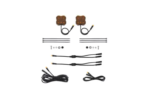 Warranty Included Diode Dynamics Stage Series Single Color LED Rock Light - Amber M8 (2-pack)