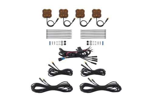 Next Day Delivery Diode Dynamics Stage Series Single Color LED Rock Light - Amber M8 (4-pack)