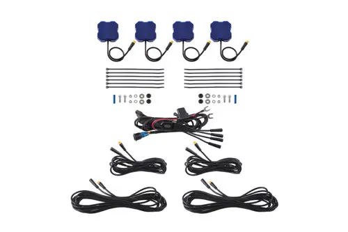 Diode Dynamics Stage Series Single Color LED Rock Light - Blue M8 (4-pack) Professional Grade