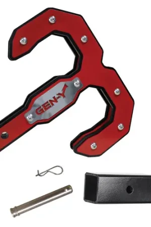 Certified Gen Y Hulk 2.0 Tow Hook 16K 2In Shank Black/Red w/ GH-009 Reducer Sleeve GH-099 Pin/GH-011 Clip