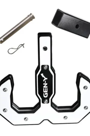Latest Gen Y Hulk 2.0 Tow Hook 16K 2In Shank Black/White w/ GH-009 Reducer Sleeve GH-099 Pin/GH-011 Clip