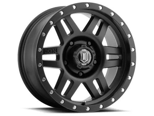 Reduced Price ICON Six Speed 17x8.5 5x150 25mm Offset 5.75in BS 116.5mm Bore Satin Black Wheel - 1417855557SB