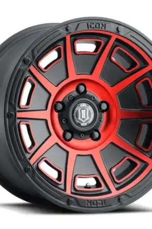 ICON Victory 17x8.5 5x4.5 0mm Offset 4.75in BS Satin Black w/Red Tint Wheel - 3017856547SBRT Popular