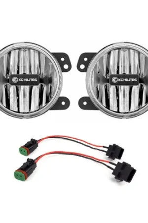 Weekend Sale KC HiLiTES 18-23 Jeep JL/JT (w/Stock Bumper) Gravity G4 LED Light Clear Fog Beam (Pair Pack System) - 506