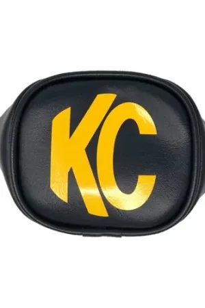Markdown KC HiLiTES 3in. Rectangle Soft Cover (Pair) - Black w/Yellow KC Logo - 5303