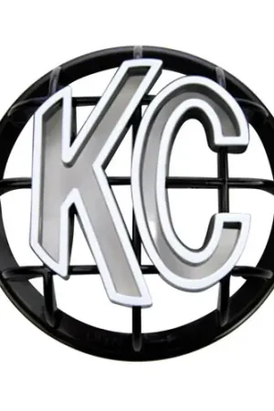 Sale KC HiLiTES 5in. Round ABS Stone Guard for Apollo Lights (Single) - Black w/White KC Logo - 7217