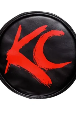 Instant Buy KC HiLiTES 6in. Round Soft Cover (Pair) - Black w/Red Brushed KC Logo - 5110