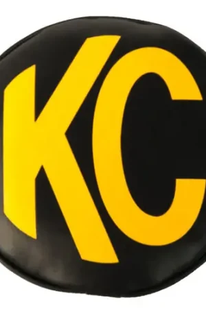 KC HiLiTES 8in. Round Soft Cover (Pair) - Black w/Yellow KC Logo - 5802 Bulk Order